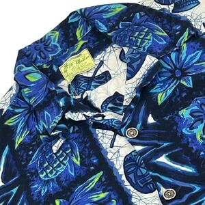 Ui-Maikai Shirt Mens L Blue Tiki Pineapple Made in Hawaii Vintage 60's